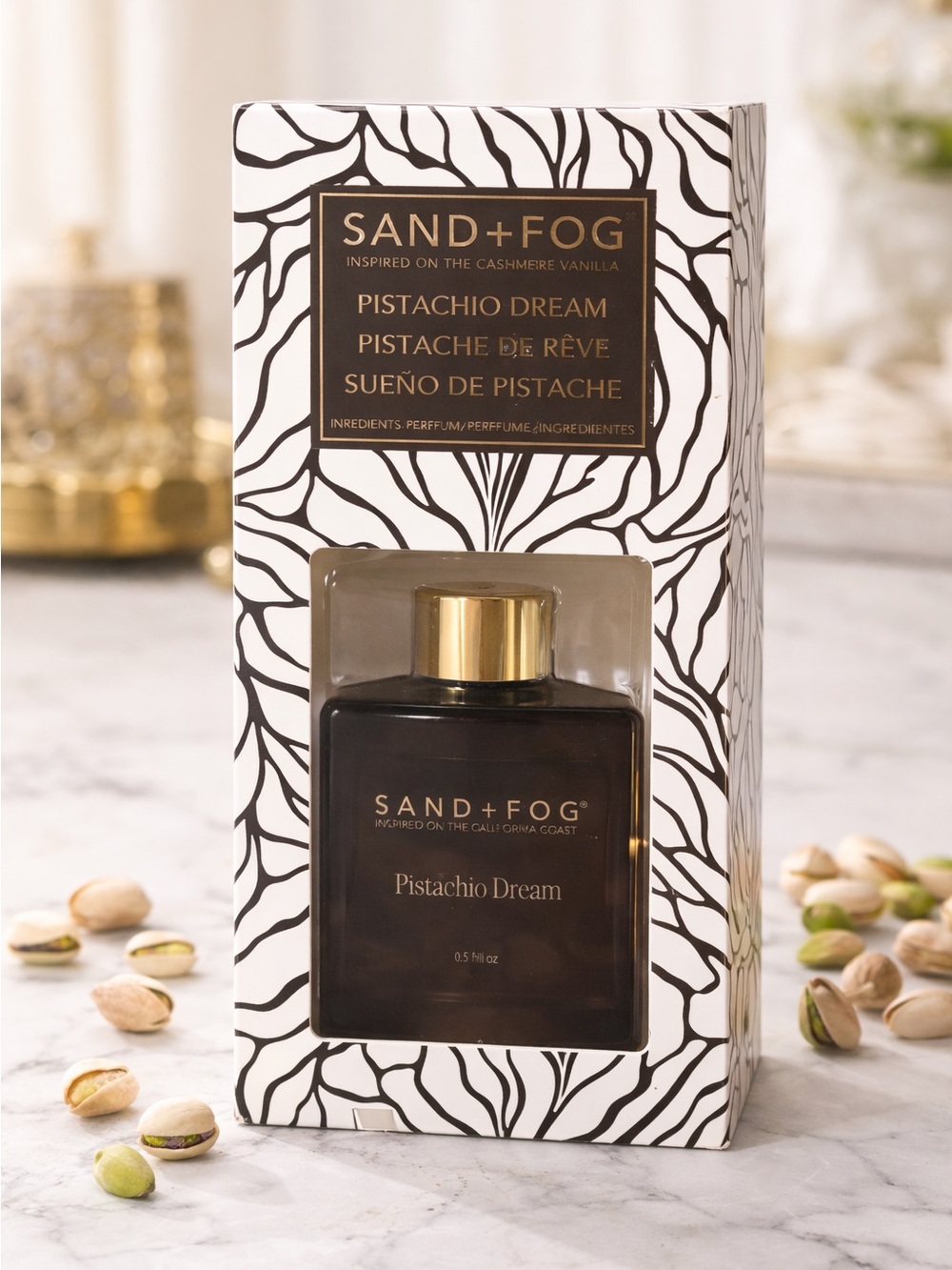 SAND+FOG‎ Pistachio Dream Fragrance in Brown & Gold Bottle